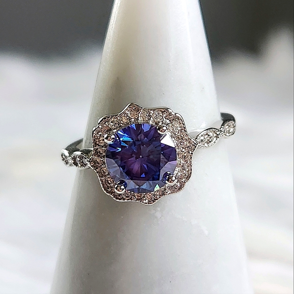 NWT Ryze Denim Blue Cubic Zirconia .925 Sterling Silver Ring - Size 9